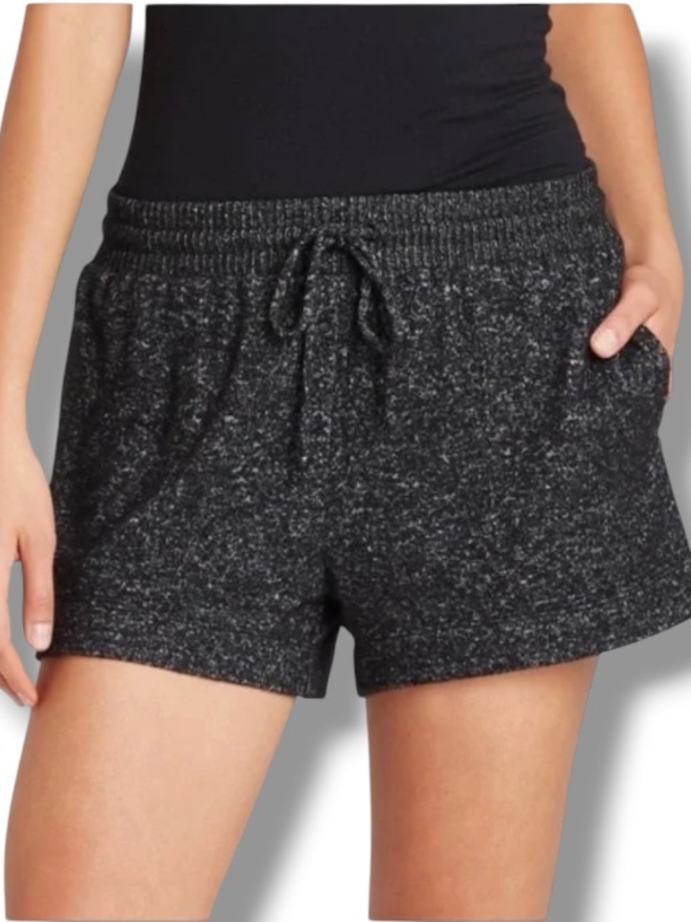 Stars Above Women’s Intimates Charcoal Gray Marble Knit Drawstring Pajama Shorts